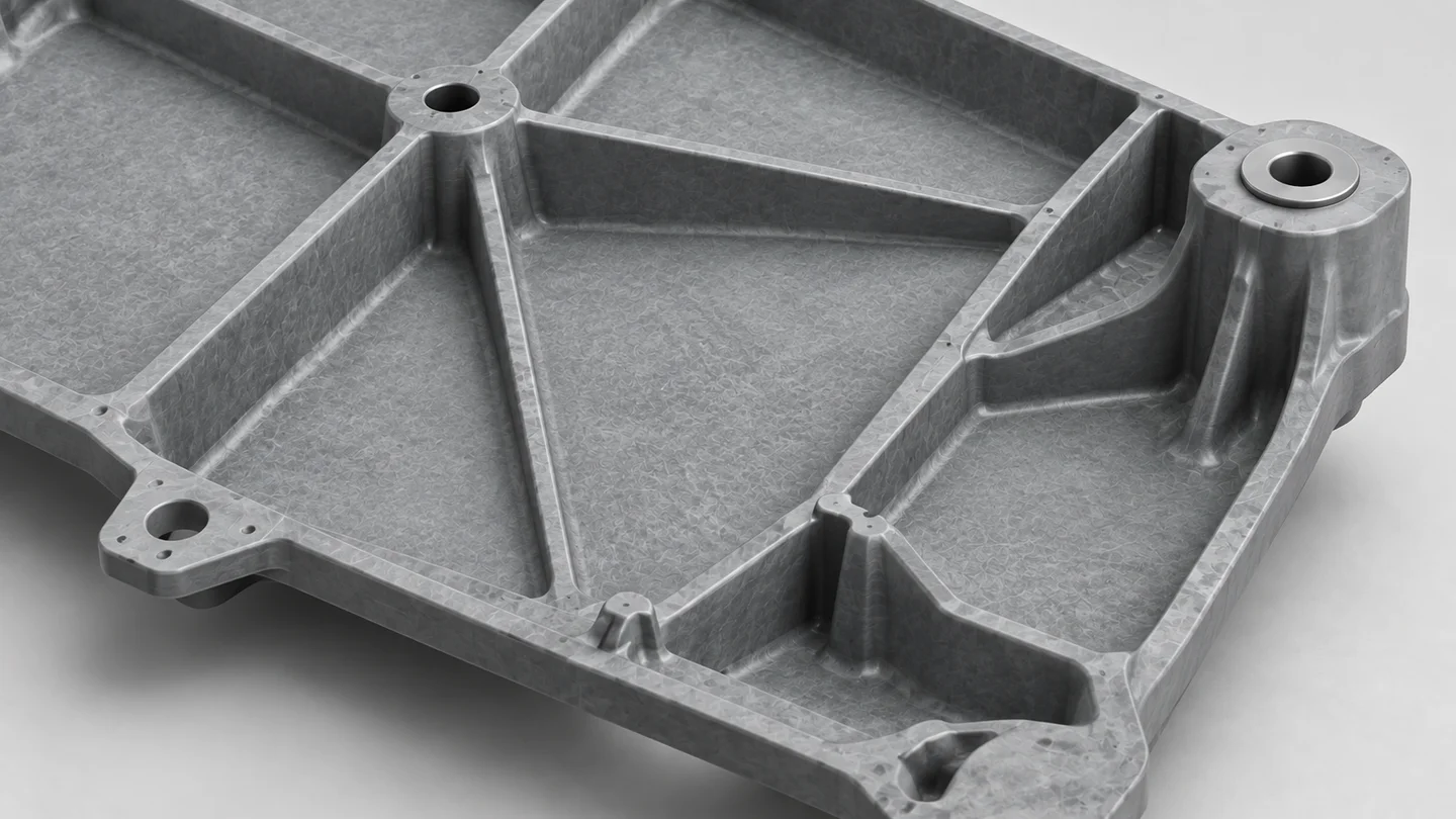 Concept detail of a rib junction and mounting region on the same D-LFT component